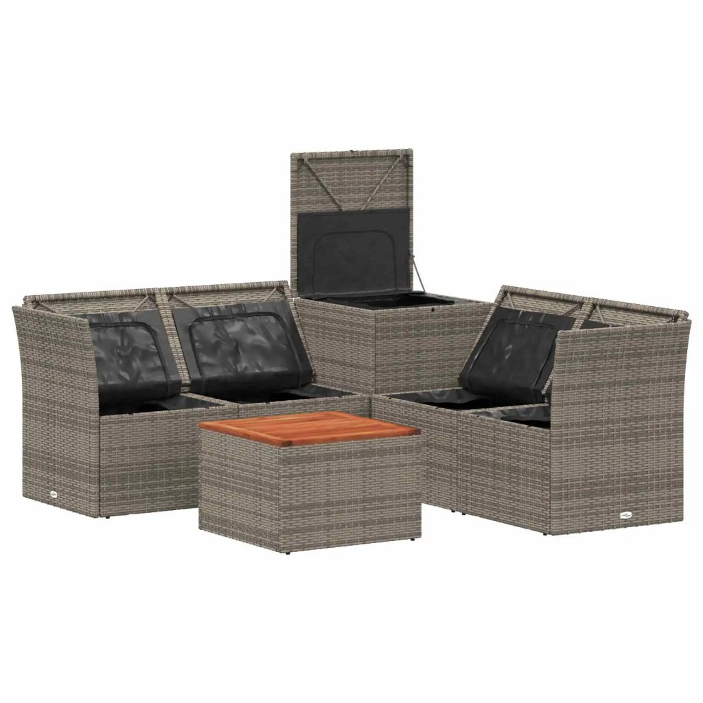 Set di divani 6 pz Grigio e Blu Navy Rattan sintetico e Acciaio 3447357