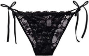 Slip con Bordo Soft per Donna | Alta Cintura Sexy Hipster | Intimo Adattabile con Cravatta | Lato (Nero)