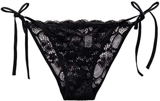 Slip con Bordo Soft per Donna | Alta Cintura Sexy Hipster | Intimo Adattabile con Cravatta | Lato (Nero)