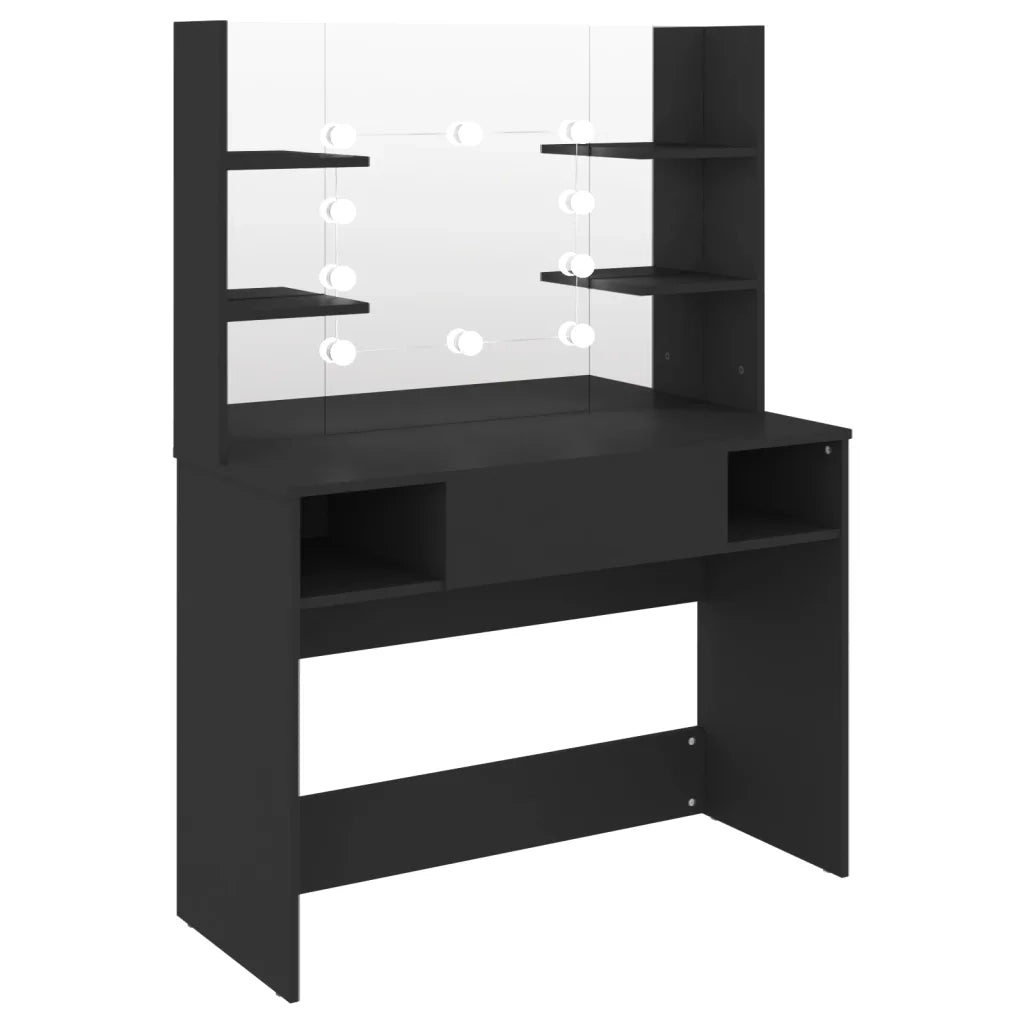 Toeletta | Tavolo da Trucco con Luci LED 100x40x135 cm in MDF Nera