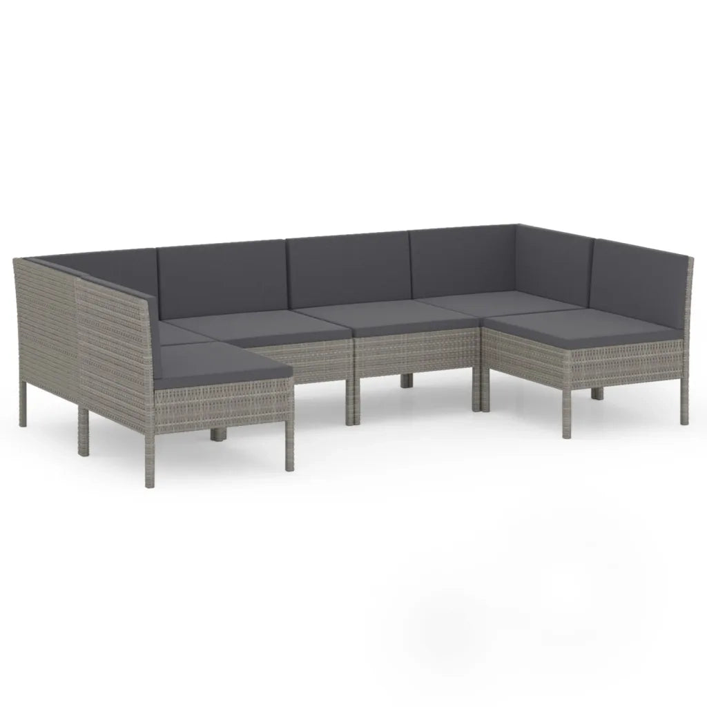 Set Divani da Giardino 8 pz con Cuscini in Polyrattan Grigio 3094590