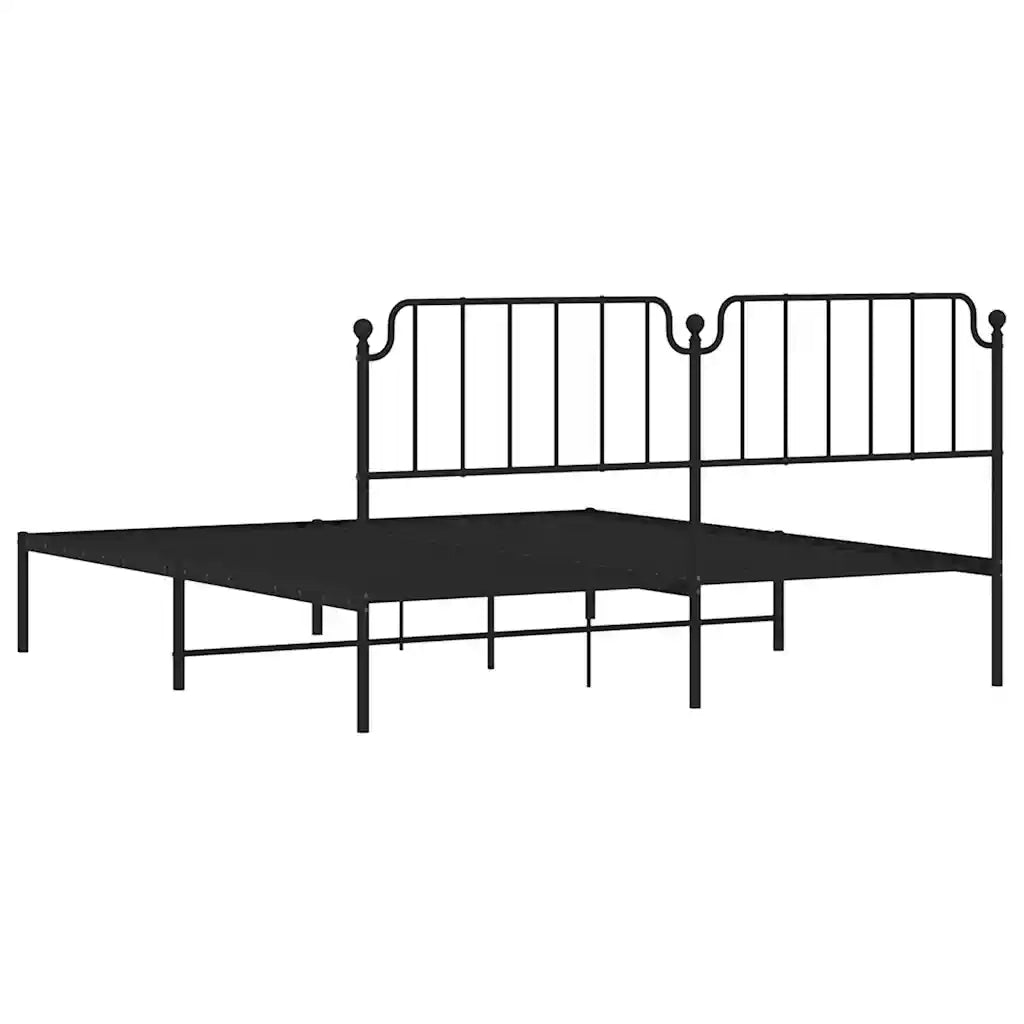 Letto matrimoniale | Letto per adulti | Giroletto con Testiera in Metallo Nero 183x213 cm