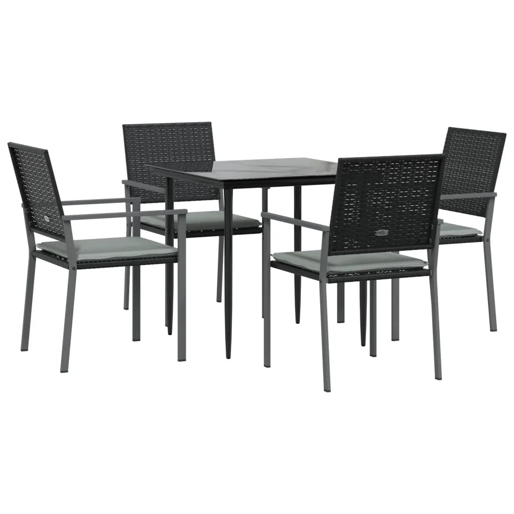 Set Pranzo da Giardino 5pz con Cuscini in Polyrattan e Acciaiocod mxl 125110