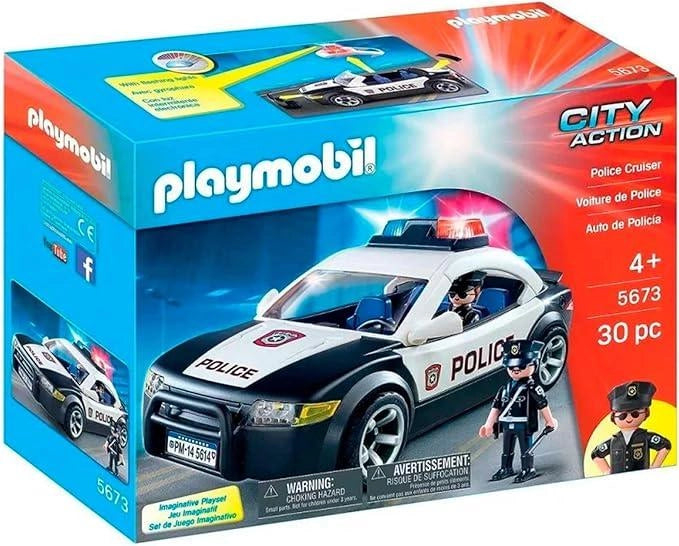 Playmobil City Action,Police Cruiser,Auto poliza con luci e due figure,30pezzi,Eta 4-10 anni