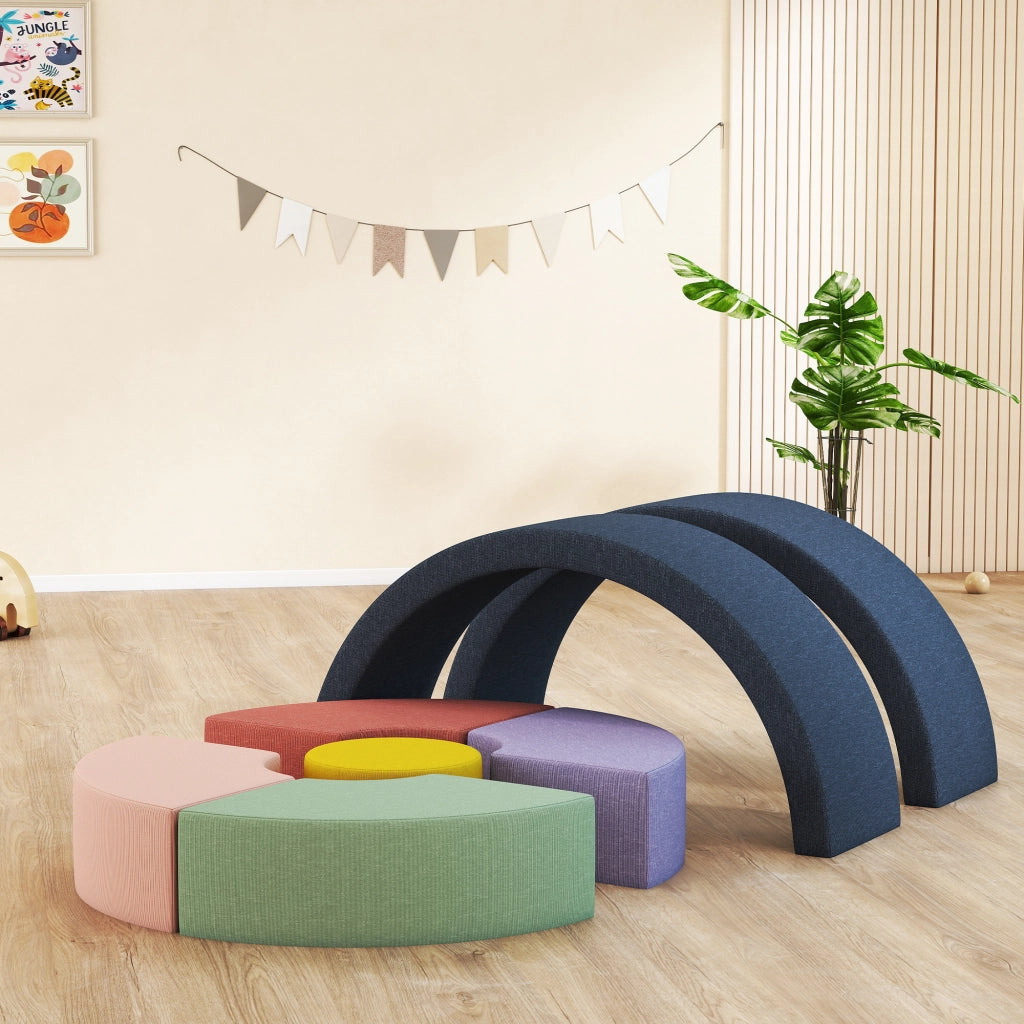 Tappeto motricita' bebe' 7 pezzi con copertura lavabile ¨C zephmum ¨C 107x107x30 cm multicolore