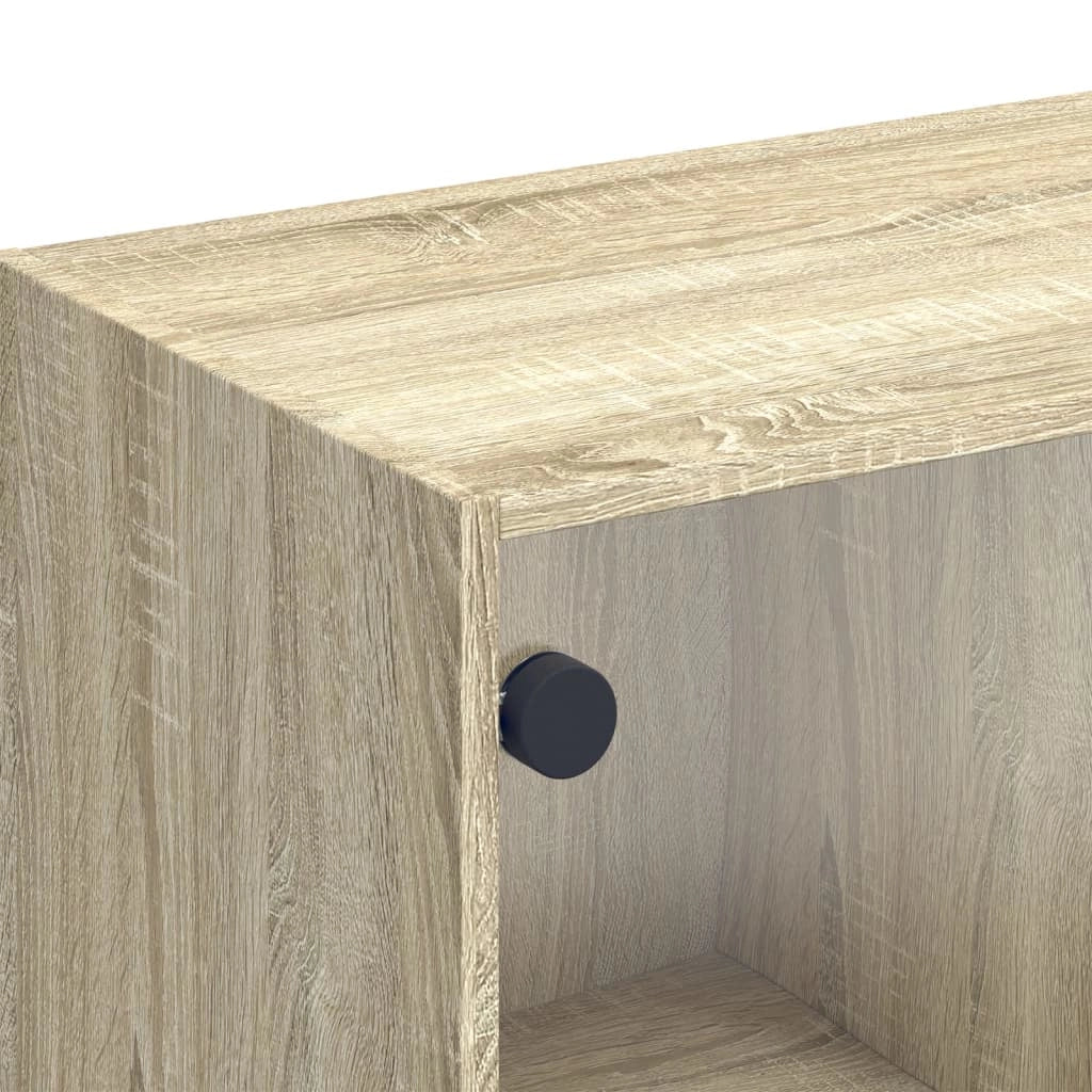 Mobile TV multimediale/scaffale/credenza/mobile TV/sala da pranzo/soggiorno/camera da letto con ante in vetro finitura rovere Sonoma 102 x 37 x 42 cm marrone 02_0026922