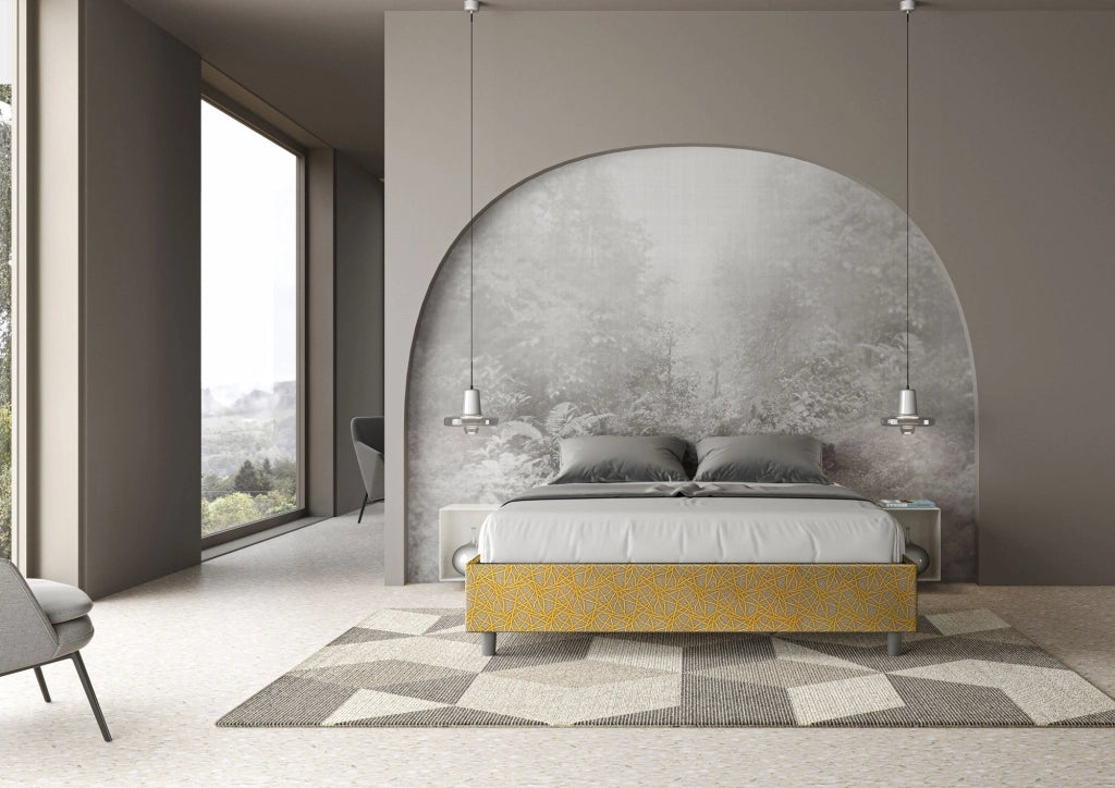 Letto Matrimoniale Sommier 160x210 cm con Rete e Contenitore Azelia Era 06 Giallo