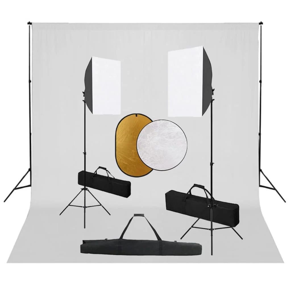 Kit studio fotografico professionale con light box fondale bianco e riflettore 02_0001499