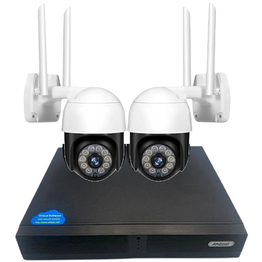 Trade Shop - Kit 2 Telecamere Wi-fi Ptz 4k Con Registratore Nvr Sistema Di Sicurezza Q-s2000 -