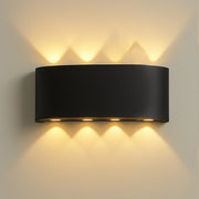 Applique da Muro LED 8 Luci Bianco Caldo Esterno Interno Alluminio 22x8x4 cm Nero