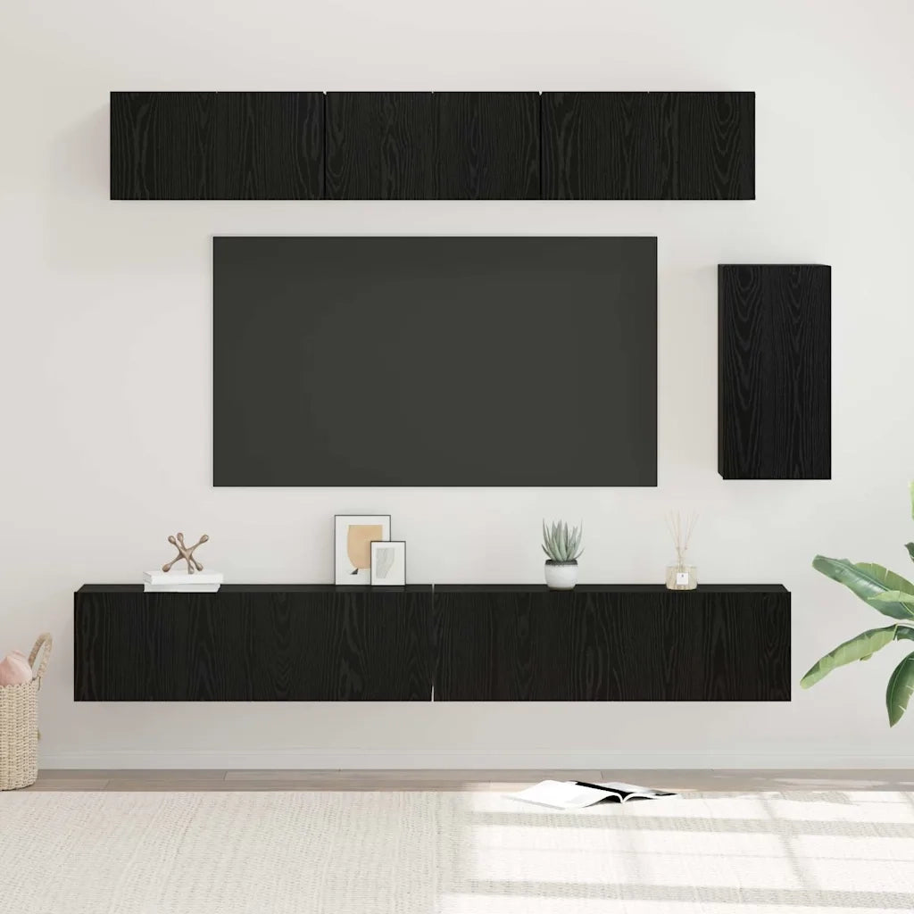 vidaXL Set mobile TV 6 pcs Rovere nero 100 x 30 x 30 cm