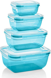 Set di contenitori di alimentazione a 4 contenitori (0,4L, 0,8L, 1,4L, 2,3L), rettangolari, in plastica, 100% a prova di aria acqua, contenitori di archiviazione magnetron-resistenti, per benzina