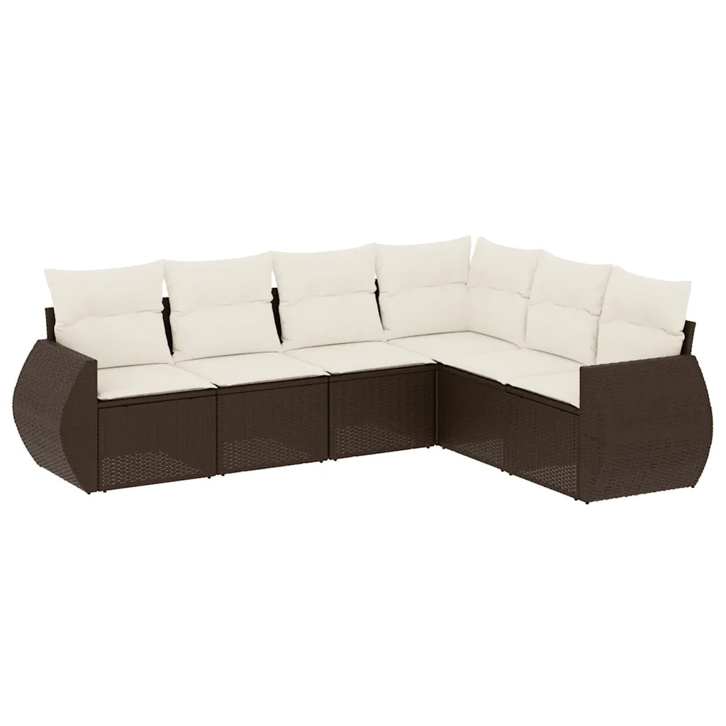 Set Divano da Giardino 6 pz con Cuscini Marrone in Polyrattan 3221412