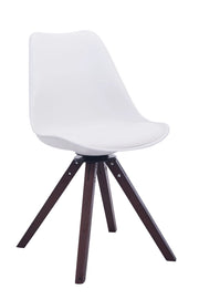 Sedia ospite Troyes Girevole Similpelle Quadrato bianco,noce