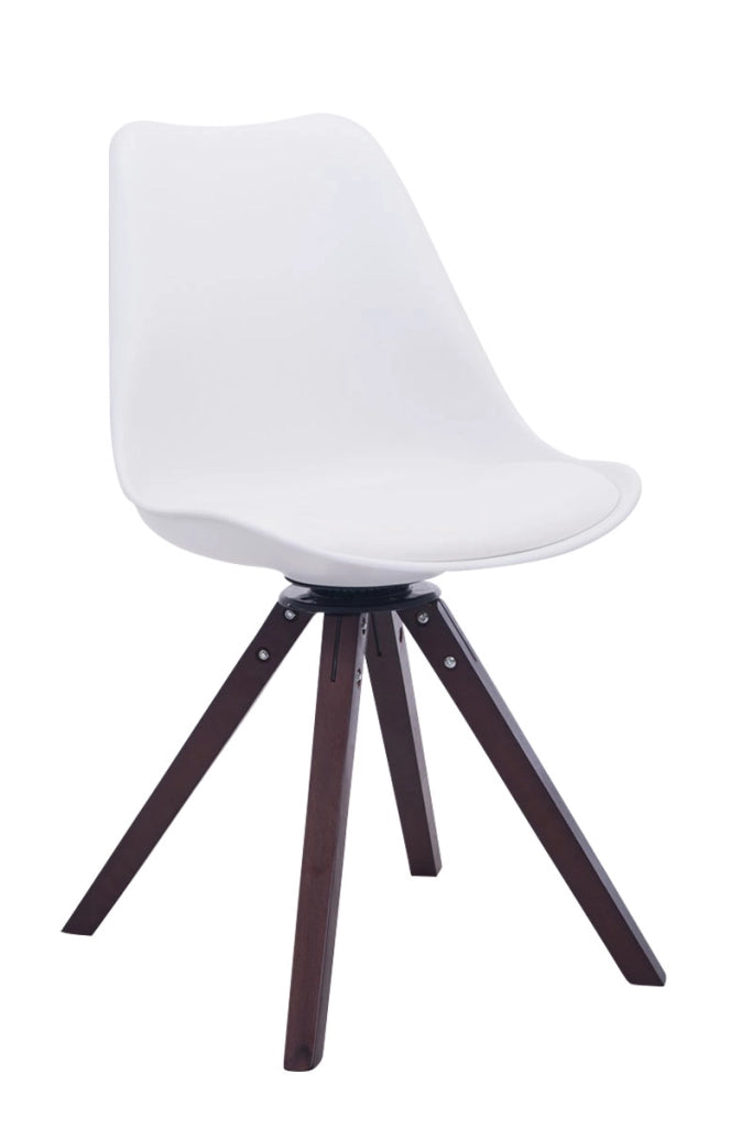 Sedia ospite Troyes Girevole Similpelle Quadrato bianco,noce
