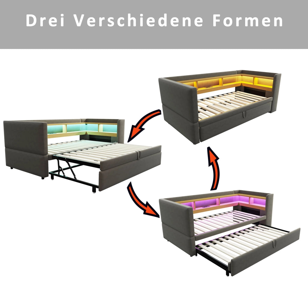 Letto divano estraibile flanella 90/180x190 cm
