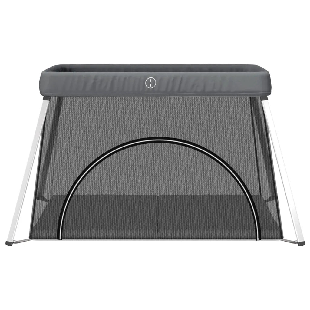 Box per Bambini con Materasso Grigio Scuro Tessuto di Lino 10302