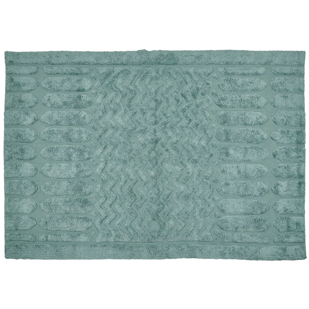 Tappeto in morbido cotone verde menta 160 x 230 cm con motivo geometrico camera da letto soggiorno