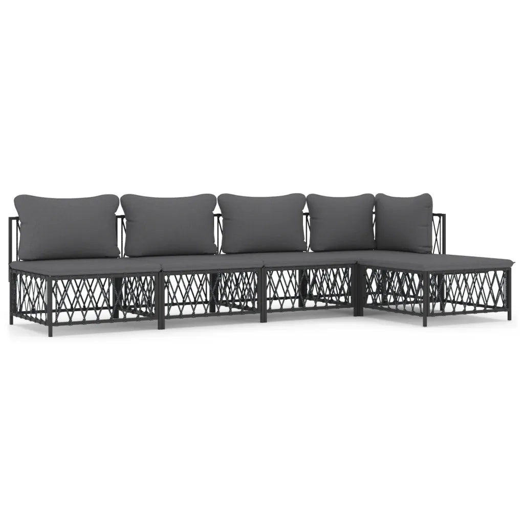 Set Salotto da Giardino 5 pz con Cuscini in Acciaio Antracitecod mxl 101249