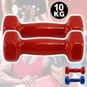 Trade Shop - Coppia Di Manubri In Vinile Da 10 Kg Ognuno Manubri Pesi Palestra Bodybuilding -