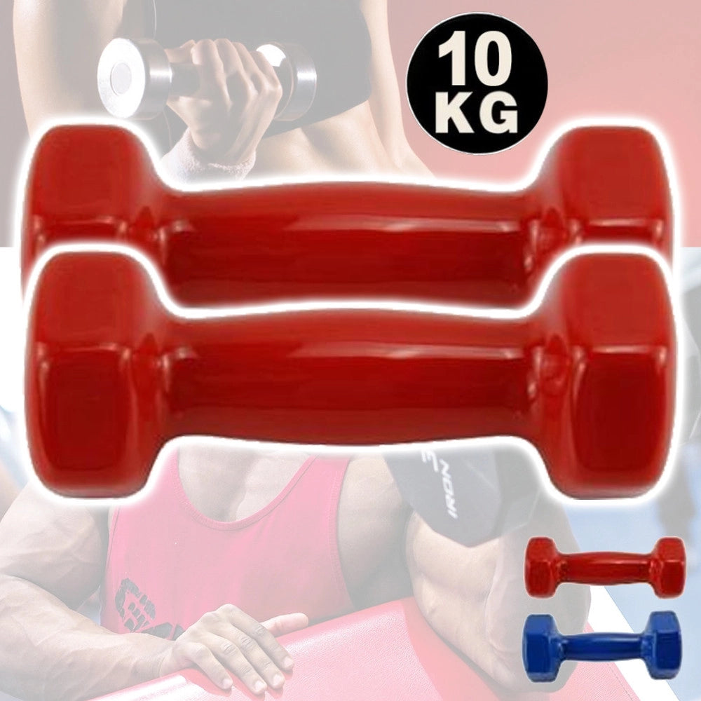 Trade Shop - Coppia Di Manubri In Vinile Da 10 Kg Ognuno Manubri Pesi Palestra Bodybuilding -