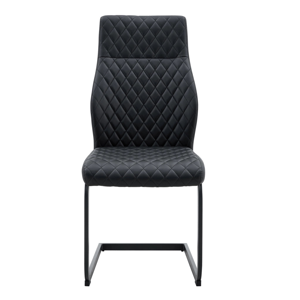 Sedia da Pranzo Set da 2 con Schienale Alto Ergonomico e Seduta Imbottita, in Metallo e PU Nero
