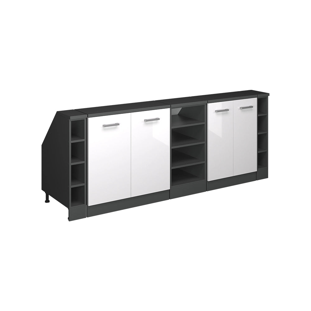 Set di mobili sottotetto Rion Bianco lucido/Antracite 210 cm Set di 5 carcasse armadio profondità 60 cm Vicco