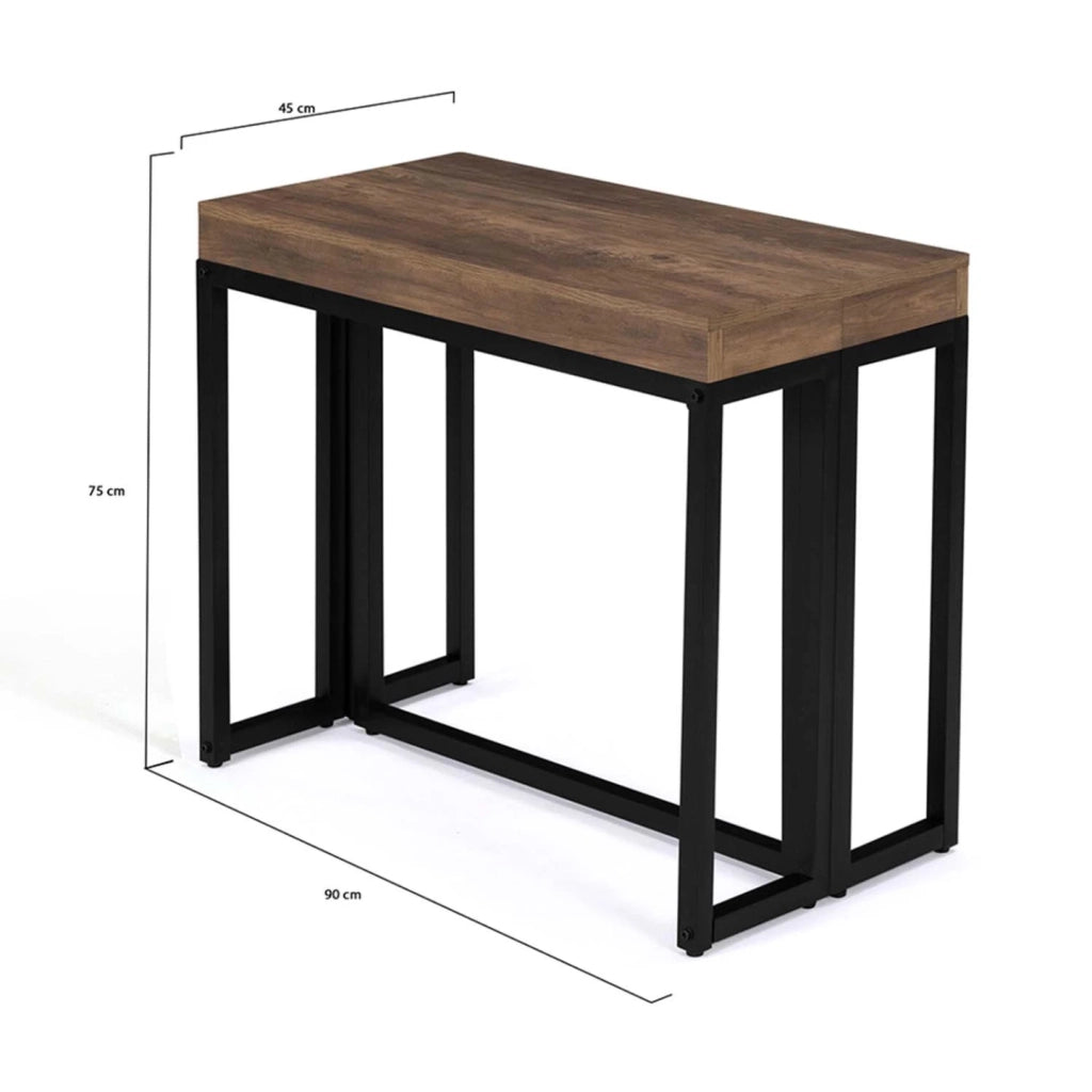 IDMarket - Consolle allungabile TORONTO, 10 posti, 235 cm, legno scuro, design industriale