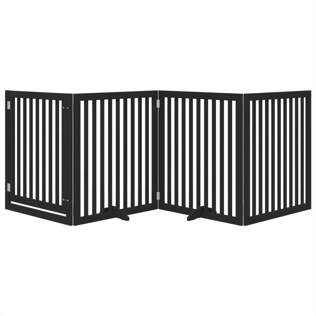 Cancelletto di sicurezza per cani e animali domestici porta in legno di pioppo nero a 4 pannelli 02_0023350