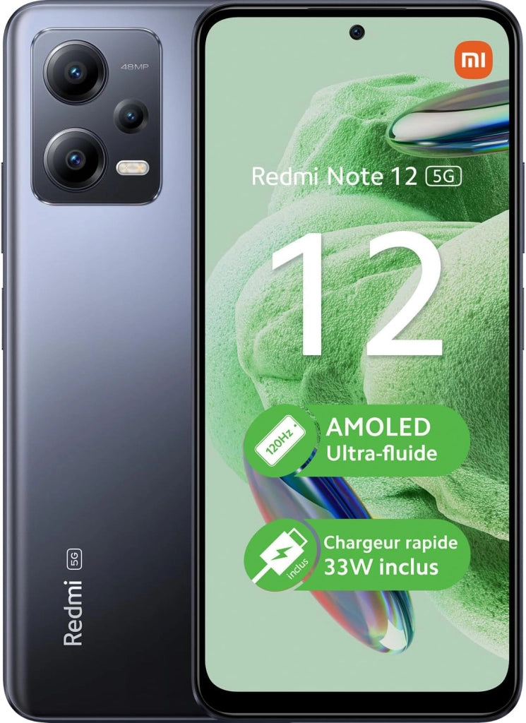 Redmi Note 12 5G Smartphone 4GB/128GB 6,67" Display 5000mAh 33W Fast Charging Snapdragon 4 Gen 1 (Black)