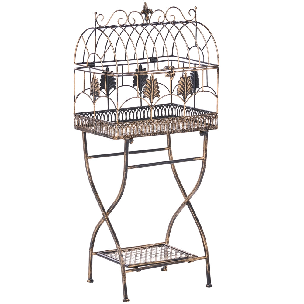 Set di 2 scaffali per piante in metallo da giardino indipendenti per interni e bagni colore nero