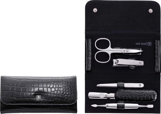 Set di Manicure 5-Del con Custodia in Pelle Raffinata e Interno in Velluto Nero 

Modello: 
Specifica: Inox Classico