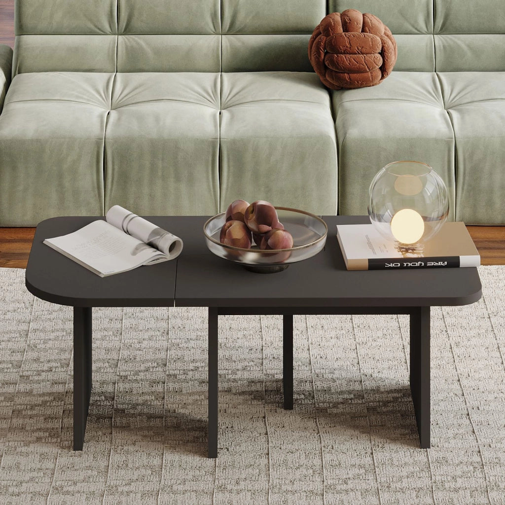 Set di tavolini in legno "Iris" - 90 x 45 x 35 cm - Grigio antracite