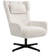 Poltrona Imbottita con Base Girevole e Telaio in Metallo, 86,5x74x102 cm, Crema