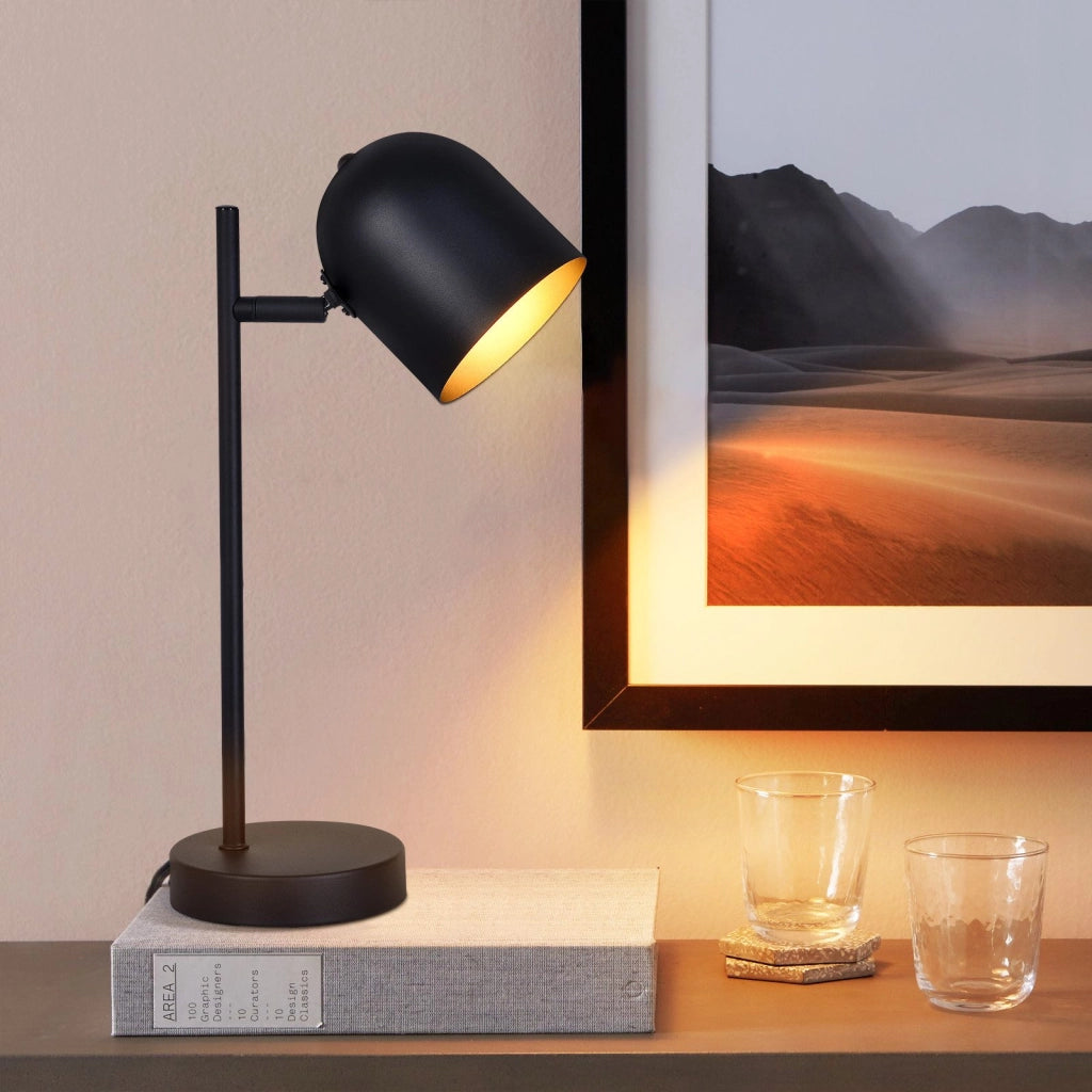 ZMH Lampada da tavolo lampada da comodino nero oro E14 retrò metallo girevole 350°