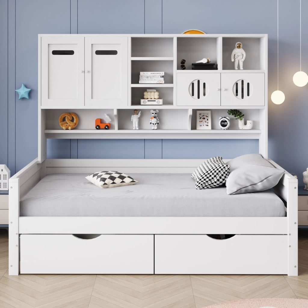 Letto sofa con contenitore in legno bianco 90x200 cm