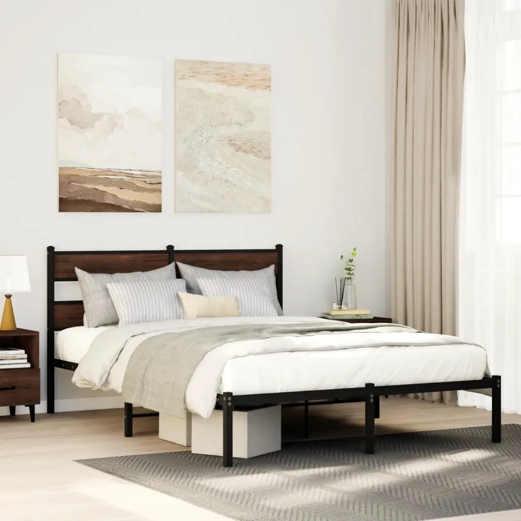 vidaXL Giroletto senza Materasso con Testiera Rovere Marrone 137x190cm