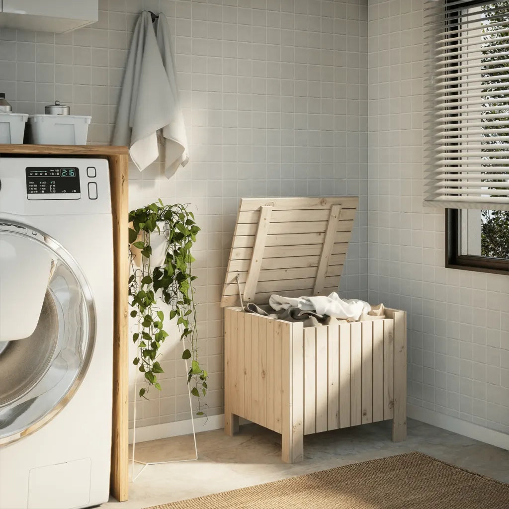 vidaXL Contenitore con Coperchio RANA 60x49x54 cm Legno Massello Pino