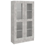 Vetrina classica 82,5 x 30,5 x 150 cm con 4 scomparti stile pulito legno composito grigio cemento 02_0047758