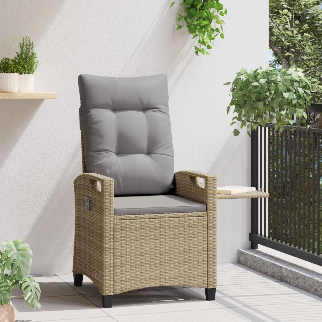 Sedia da giardino reclinabile Beige e Grigio Chiaro polyrattan