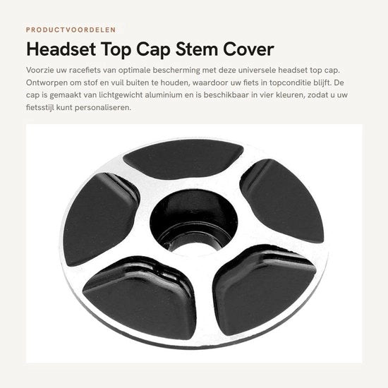Copricapo per stelo di testa in alluminio a 4 colori - Protezione per bicicletta da corsa - Leggero - Nero