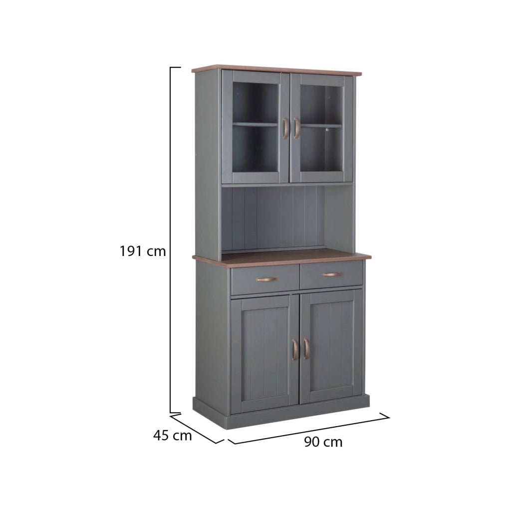 Madia Milzano, Credenza 2 Cassetti, 90x45x190h cm Grigio