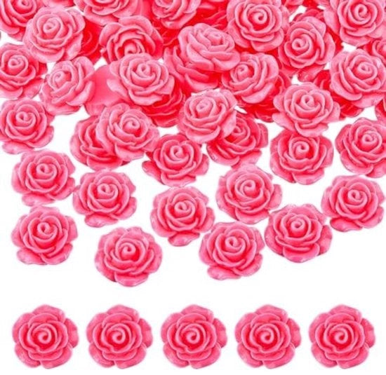 Rosette a 3D in legno 80 pezzi - Piatti senza foro - Colorazione a effetto vetro - Per creare collane di fiori per DIY