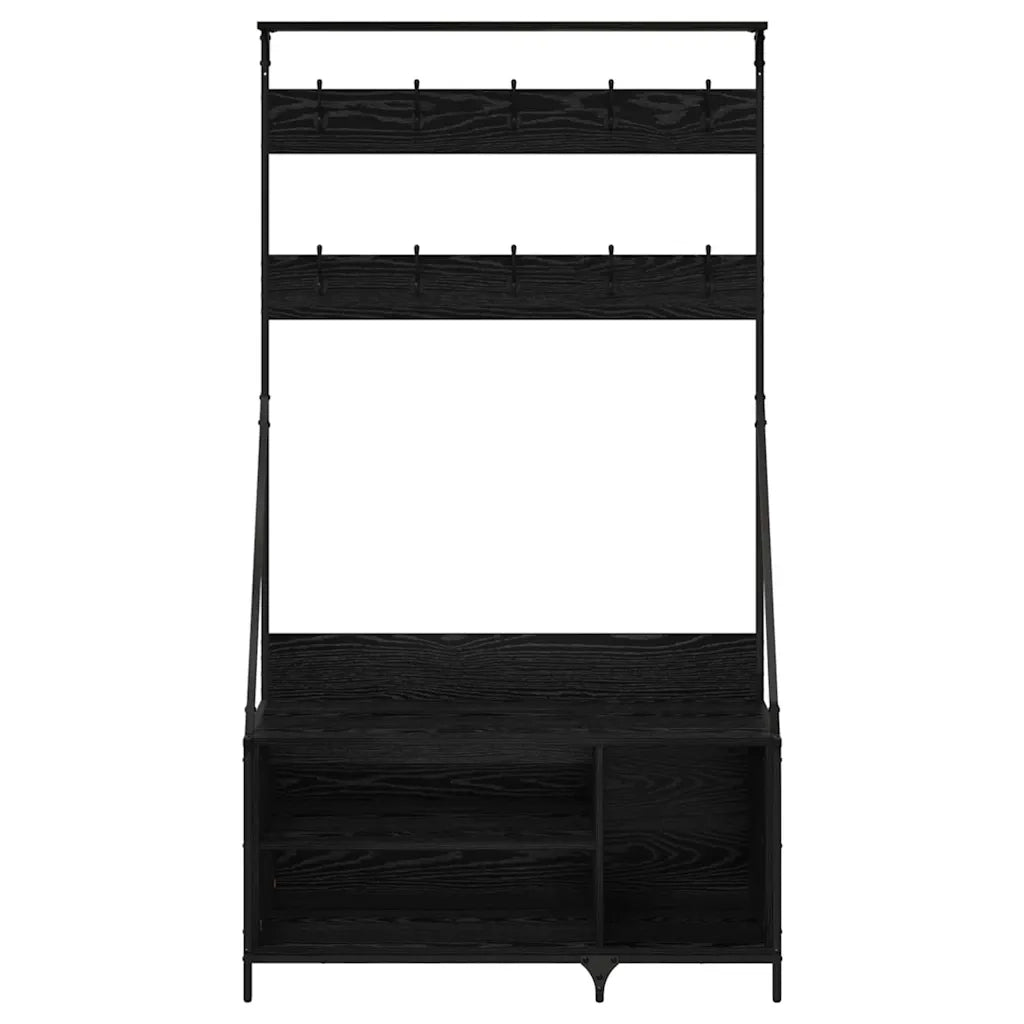 Stendibiancheria con lo scaffale Rovere Nero 100 x 41 x 184 cm 882891