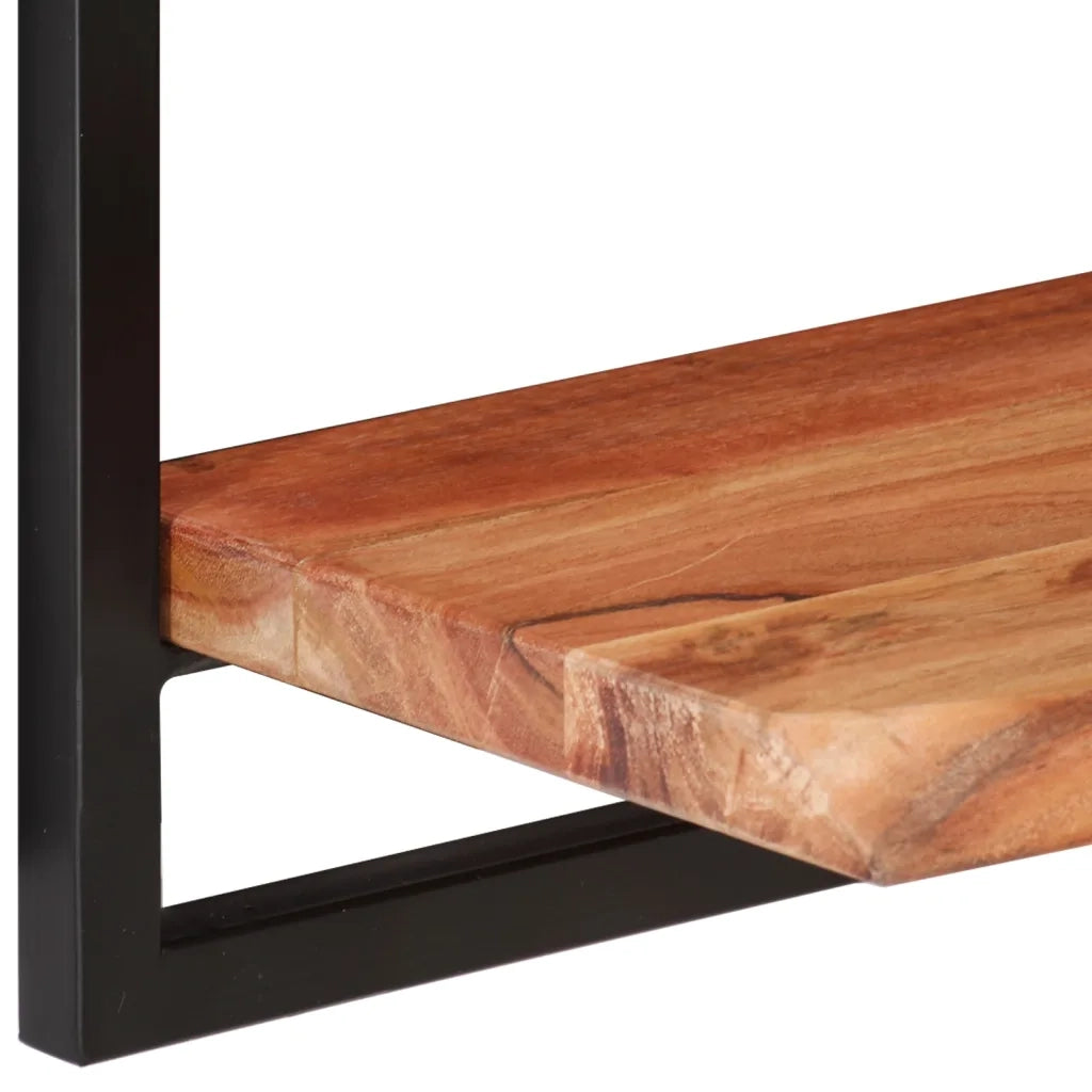 Mensole Parete 2pz-Set di 2 Scaffale a parete 100x24x35 cm Legno Massello Acacia e Acciaio