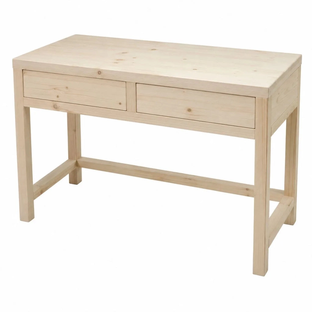 Scrivania 2 cassetti in legno massello abete grezzo l.110 p.55 h.80 (3319) - Mobili 2G