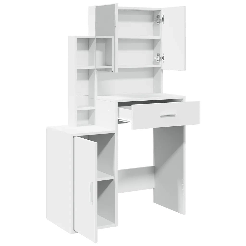 Toeletta | Tavolo da Trucco con Armadietto Bianco 80x35x132 cm