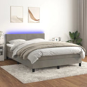 Letto a Molle con Materasso e LED Grigio Chiaro 140x200 cm Velluto 3134285