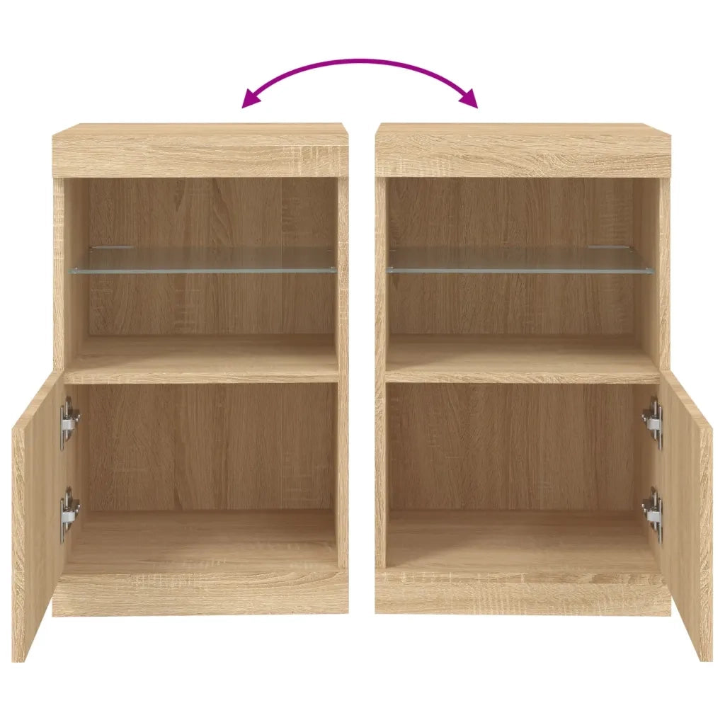 Credenza | Madia | Buffet da pranzo | Armadio da pranzo con Luci LED Rovere Sonoma 41x37x67 cm