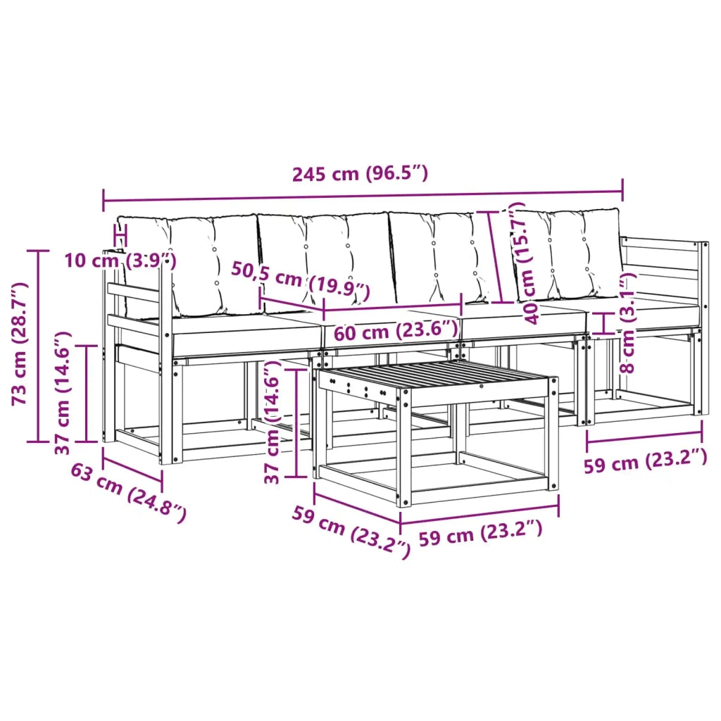 Set di divani da esterno 5 pz Bianco e Beige 3389179